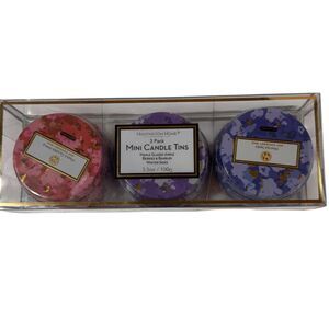 NEW Huntington Home 3 Pack Mini Candle Tin Maple Apple Berries Winter Fall 3.5oz